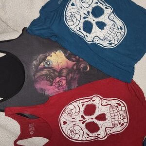 Women's Skull Trio.  2 Tanks & 1 Tee